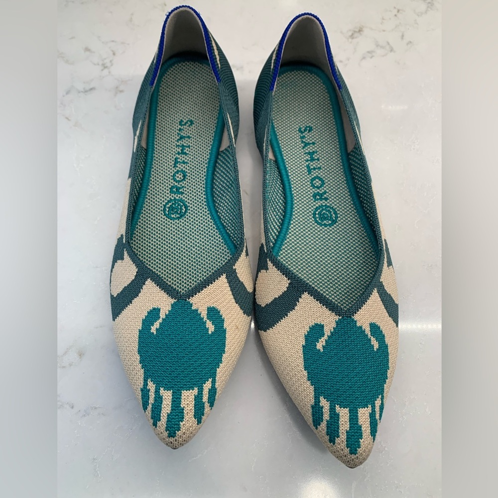 Rothy's Ikat Green Flats Shoes Size 9 - Picture 5 of 10